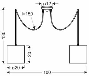 Lampadario a sospensione con filo CANDIDA 2xE27/40W/230V ragno nero/rame