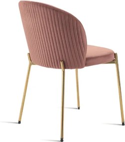 Sedia in velluto Cipria con struttura in metallo Oro MEGAN 2 sedie