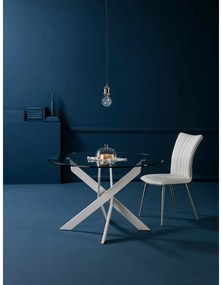 Tavolo da pranzo rotondo con piano in vetro 120x120 cm Ruth - Marckeric