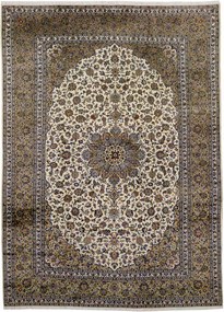 Kashan Tappeto 410x300 Verde (Iran) Annodato A Mano