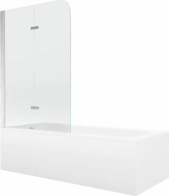 Mexen Vega vasca rettangolare 160 x 70 cm con rivestimento e schermo a 2 ante 100 cm, trasparente, cromato