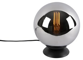 Lampada da tavolo Art Déco nera con vetro fumé - Pallon