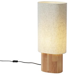 Lampada da terra Japandi in legno con paralume in lino 70 cm - Lamel