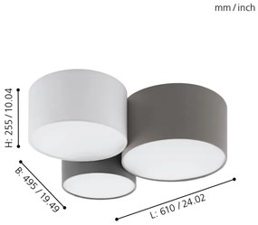 Eglo 97479 - Plafoniera PASTORE 3xE27/60W/230V