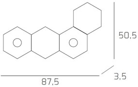 Plafoniera Moderna 4 Moduli Hexagon Metallo Grigio 2 Luci Led 12X2W