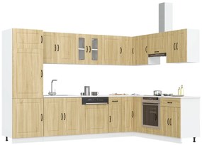 Armadio da cucina  &quot;&quot;kalmar&quot;&quot; con doppi lavandini in rovere sonoma in legno ingegnerizzato