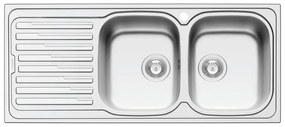 Lavello integrato 2 vasche in inox argento DELINIA Amaltia L 50 x L 116 cm