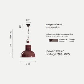 Lampada a sospensione ENGINE in ceramica smaltata FANGO