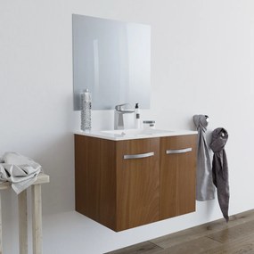 Mobile bagno BUMA60 Rovere scuro 8160 con lavabo e specchio