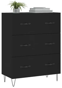 Credenza nera 69,5x34x90 cm in legno multistrato