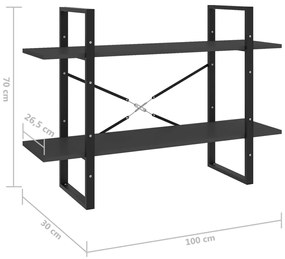 Libreria a 2 Ripiani Grigia 100x30x70 cm in Legno Multistrato