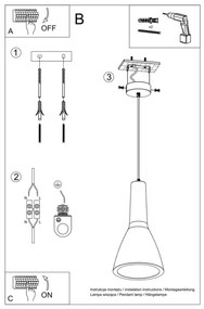 Lampadario a sospensione con filo EMPOLI 1xE27/15W/230V bianco