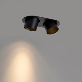 Faretto da incasso rotondo nero GU10 70 mm orientabile 2 luci - Installa