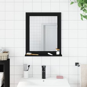 Specchio da bagno con ripiano nero 50x12x60cm legno multistrato