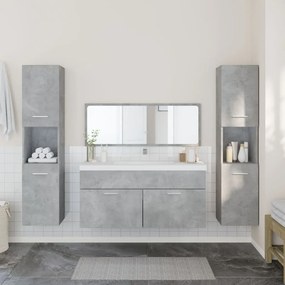 Set mobili da bagno 4 pz grigio cemento in legno multistrato