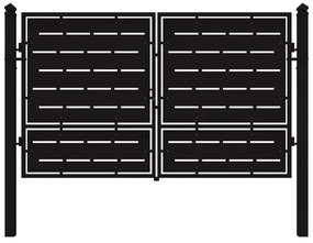 Cancello Privacy in ferro, apertura centrale, L 308.5 x H 180 cm, di colore nero