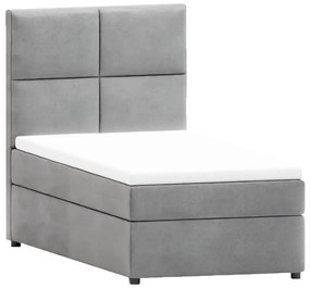 Letto singolo imbottito con contenitore grigio chiaro con materasso e topper inclusi 90x200 cm Lena – Ropez