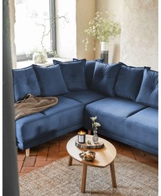 Divano letto angolare in velluto a coste blu scuro (angolo sinistro) Lazy Lukka - Miuform