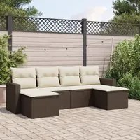 Set Divano da Giardino 6 pz con Cuscini Marrone in Polyrattan 3251660