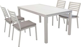 DEXTER - set tavolo in alluminio cm 160/240 x 90 x 75 h con 4 sedie Dexter