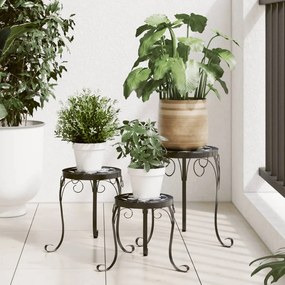 Supporti Per Piante 3 Pz Nero E Bianco İn Ceramica /
