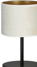 Lampada Da Tavolo 1 Luce Ganesha In Acciaio Nero E Paralume In Tessuto Beige
