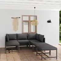 Set Divani da Giardino 7 pz con Cuscini in Polyrattan Grigio 3059763