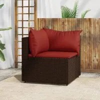 Divano Angolare da Giardino con Cuscini in Polyrattan Marronecod mxl 94529