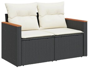 Set Divani da Giardino 9 pz con Cuscini Nero in Polyrattan