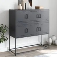 Credenza Antracite 100,5x39x107 cm in Acciaio Laminato a Freddo 846598