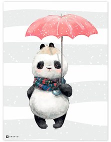 Quadro del Panda con l'ombrello rosso | Inspio