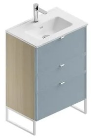 Mobile bagno con lavabo L 60 x H 93 x P 39 cm natura/cielo in mdf 3 cassetti per vasca centrale Quadra