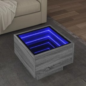 Tavolino Con Led Grigio Sonoma 40x40x30 Cm İn Legno Multistrato /