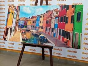 Stampa su tela – Case pastello in città
