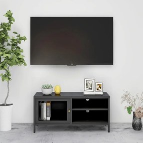 Mobile tv antracite 90x30x44 cm in acciaio e vetro
