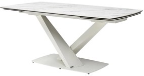 Tavolo da pranzo allun. 6-10px Vetro Ceramica Metallo Effetto marmo Bianco - MALENA della Maison Céphy