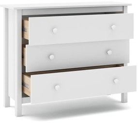 Cassettiera bassa bianca per bambini in legno di pino 100x80 cm Max - Marckeric