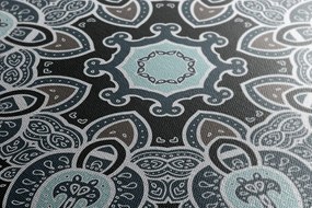Quadro su tela – Mandala con motivo indiano in azzurro