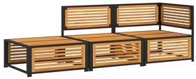 Set divano da giardino 3pz con cuscini legno massello di acacia