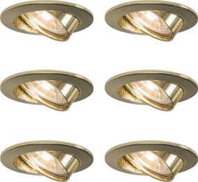 Set di 6 faretti da incasso rotondi inclinabili oro - Edu