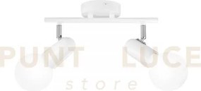 Spot punto bianco 2 luci attacco e27 32x10x14cm in metallo