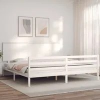 Giroletto Testiera Bianco Super King Size in Legno Massellocod mxl 81238