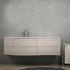 Mobile da bagno 150 cm rovere sbiancato Mod. Rio con lavabo a sinistra