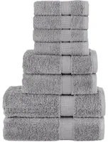 Set Asciugamani 8 pz Grigio 600 gsm 100% Cotone 137543