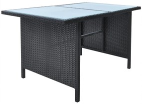 Set da pranzo da giardino 6 pz con cuscini in polyrattan nero