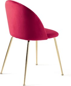 Sedia da pranzo in velluto Rosso e gambe metallo Oro - VENEZIA 2 sedie
