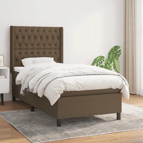 Giroletto A Molle Con Materasso Marrone Scuro 100x200cm Tessuto /