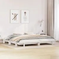 Letto senza Materasso Bianco 160x200 cm Legno Massello di Pino 850654