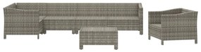 Set divani da giardino 7 pz con cuscini in polyrattan grigio