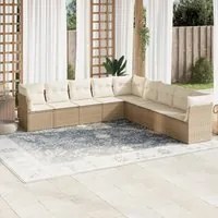 Set Divano da Giardino 9 pz con Cuscini Beige in Polyrattan 3217778